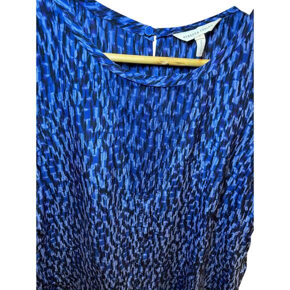 Rebecca Taylor Women Size 8 Sleeveless Keyhole High Low Blue 100% Silk Blouse‎ - Picture 4 of 13